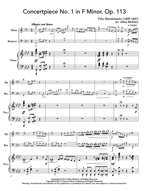 Produktgalerie: Seite 1 von 11 Concertpiece No. 1, , (Trio Oboe, Fagott und Klavier)