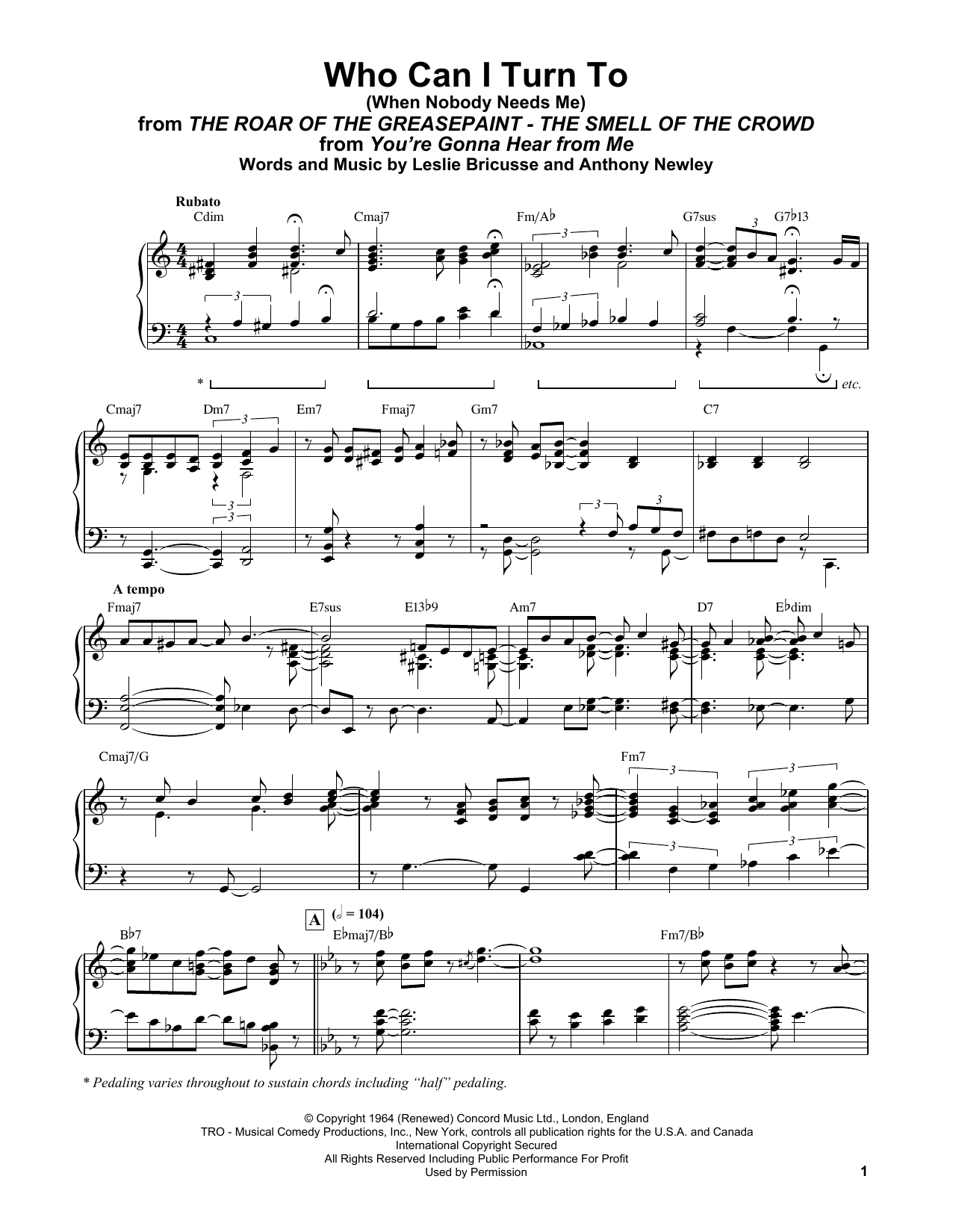 Product gallery: Page 1 of 1 Who Can I Turn To (When Nobody Needs Me), Bill Evans