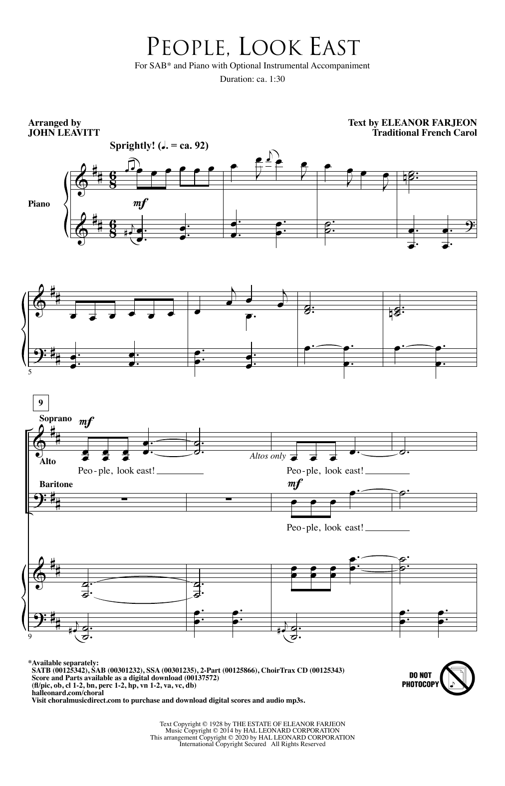 Produktbild zu: People, Look East (arr. John Leavitt)
