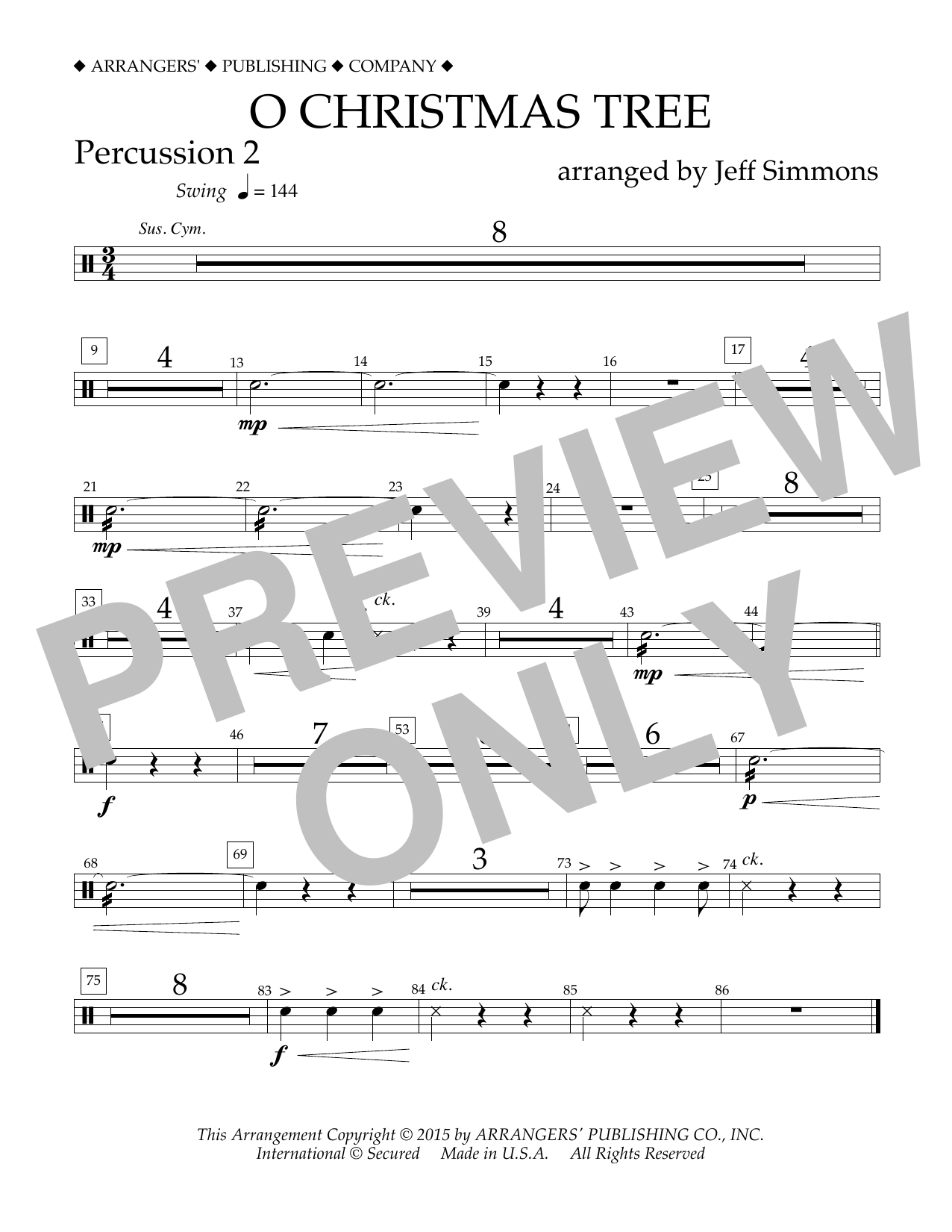 Product gallery: Page 1 of 1 O Christmas Tree - Percussion 2, Jeff Simmons