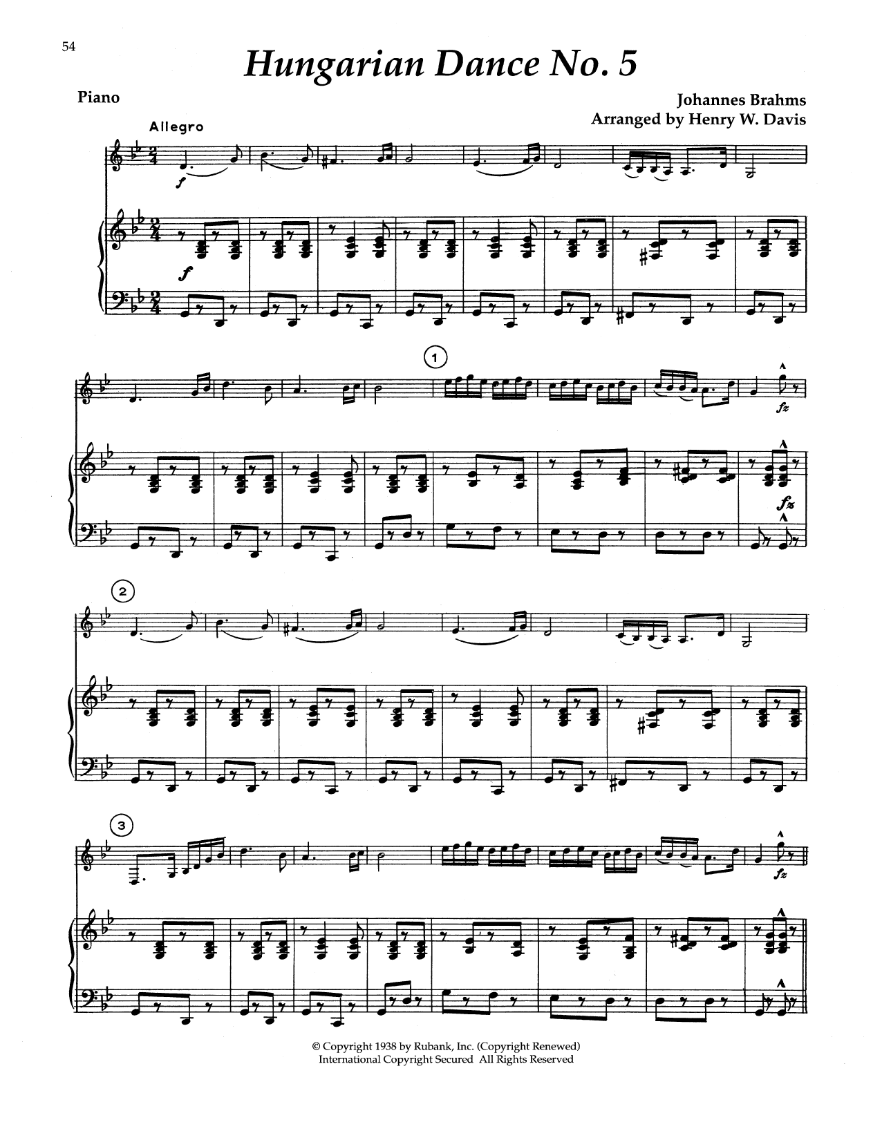 Product gallery: Page 1 of 1 Hungarian Dance No. 5, Johannes Brahms