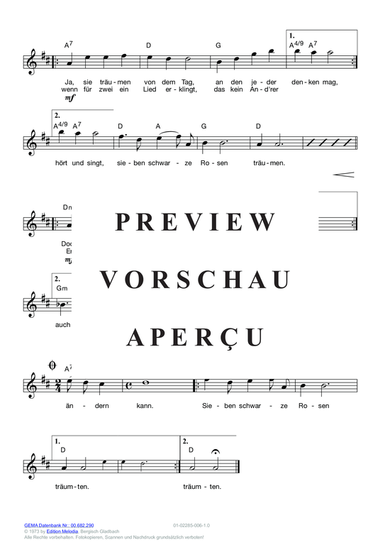 gallery: Sieben schwarze Rosen , Mouskouri, Nana, (Melodie-Stimmen in C/B/Es)