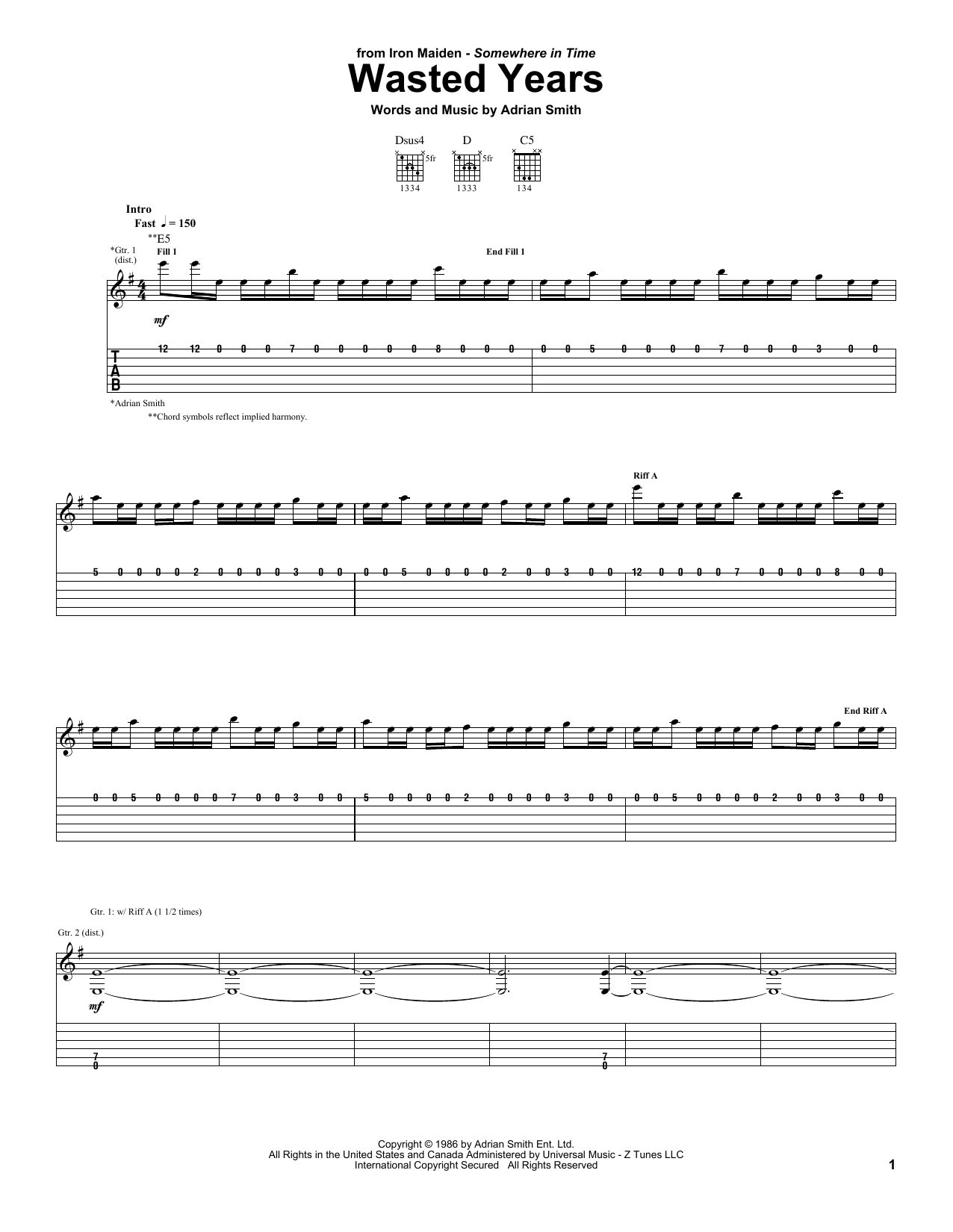 Produktgalerie: Seite 1 von 1 Wasted Years, Iron Maiden, Gitarre
