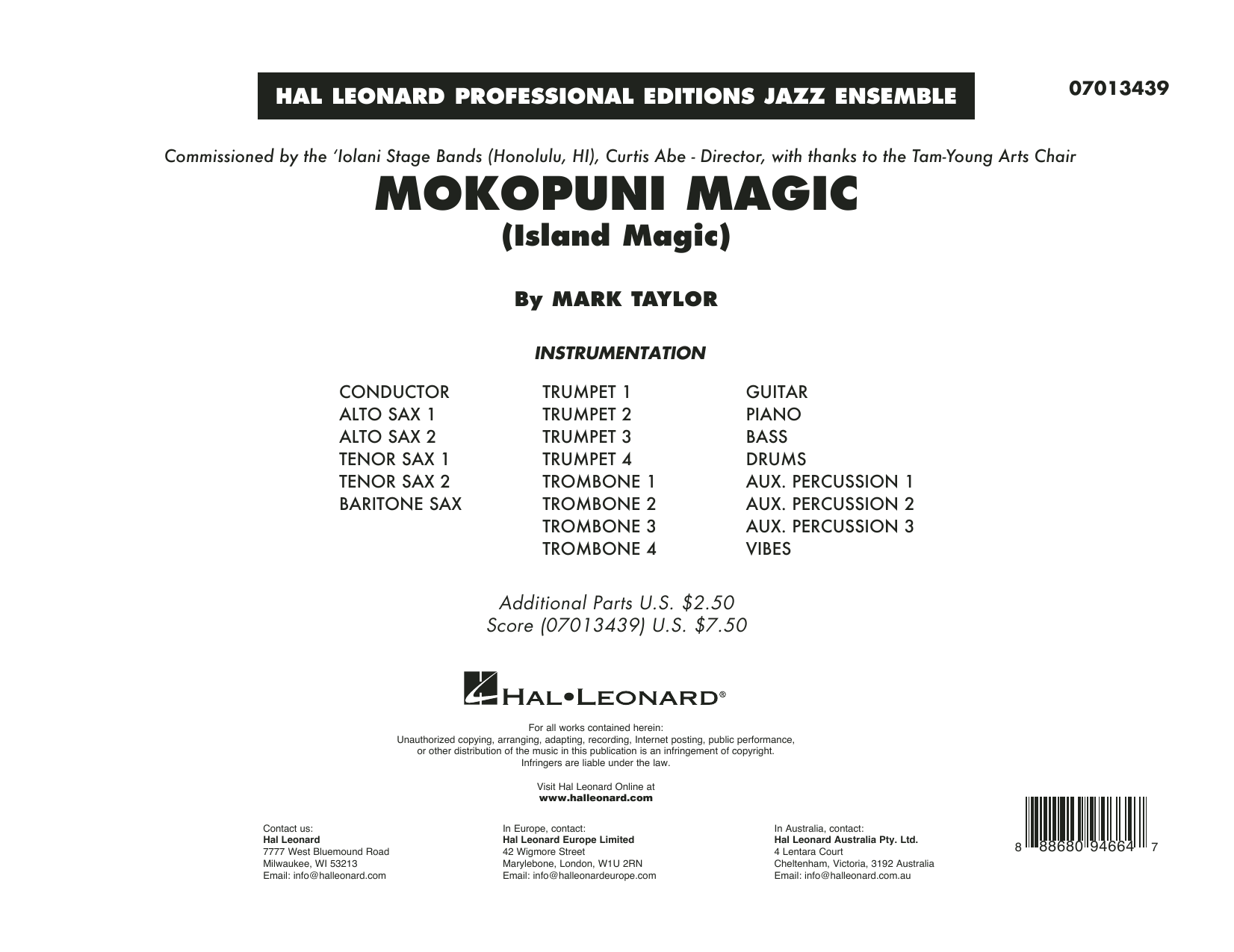 Produktgalerie: Seite 1 von 1 Mokopuni Magic (Island Magic) - Conductor Score (Full Score), Mark Taylor