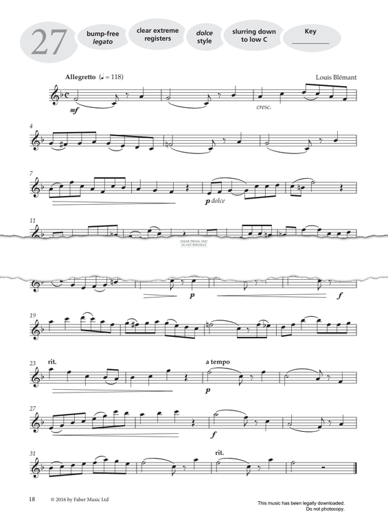 Product gallery: Page 1 of 1 Study No.27 'Allegretto' (from 'More Graded Studies For Saxophone Book One'), Louis Blémant