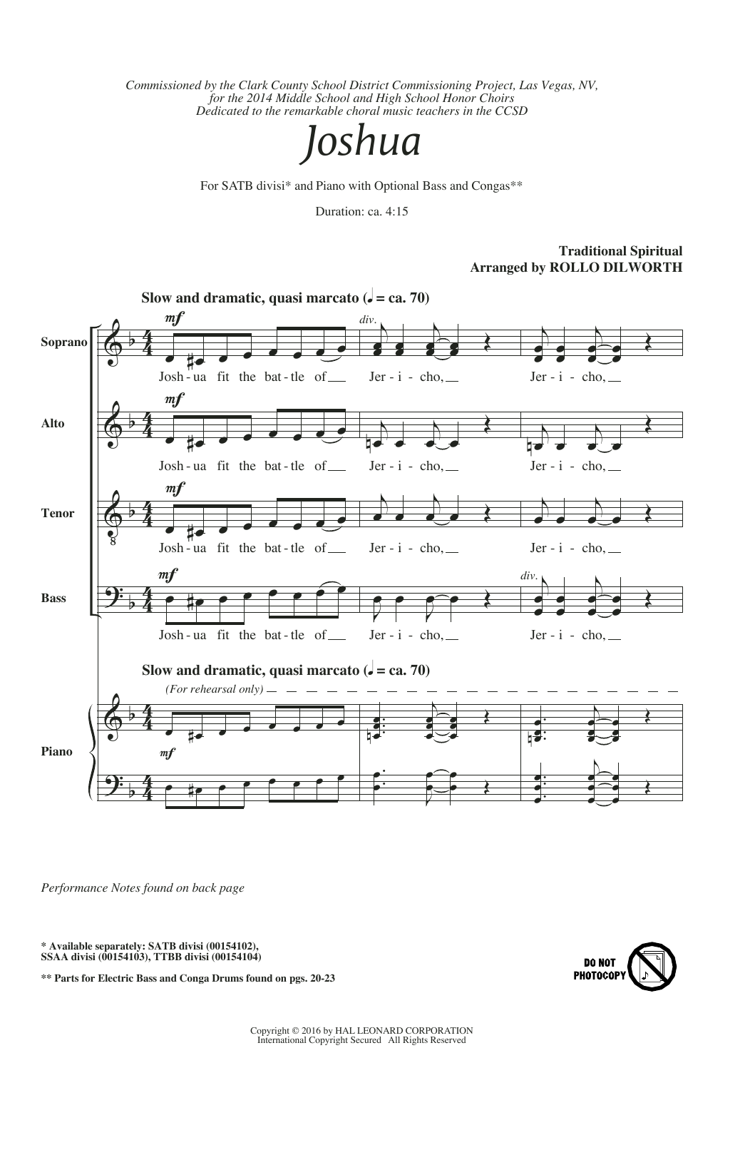 Produktgalerie: Seite 1 von 1 Joshua (Fit The Battle Of Jericho), Rollo Dilworth, Chor