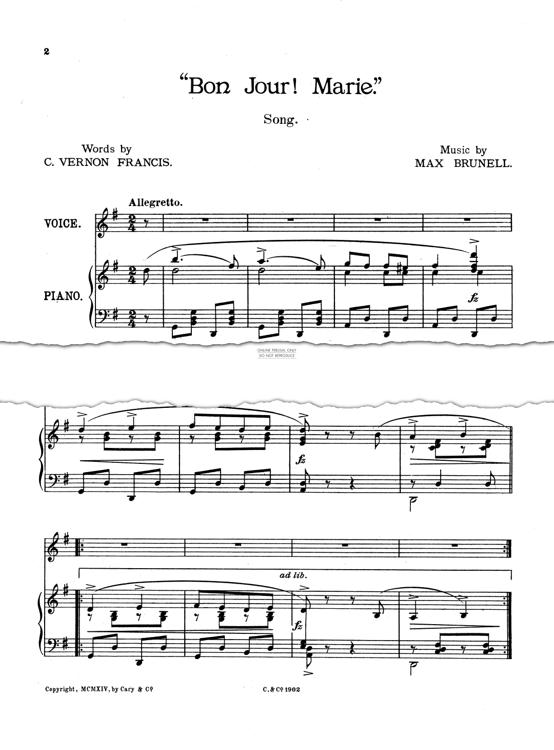 Produktgalerie: Seite 1 von 1 Bon Jour! Marie, Max Brunell, Gesang, Klavier