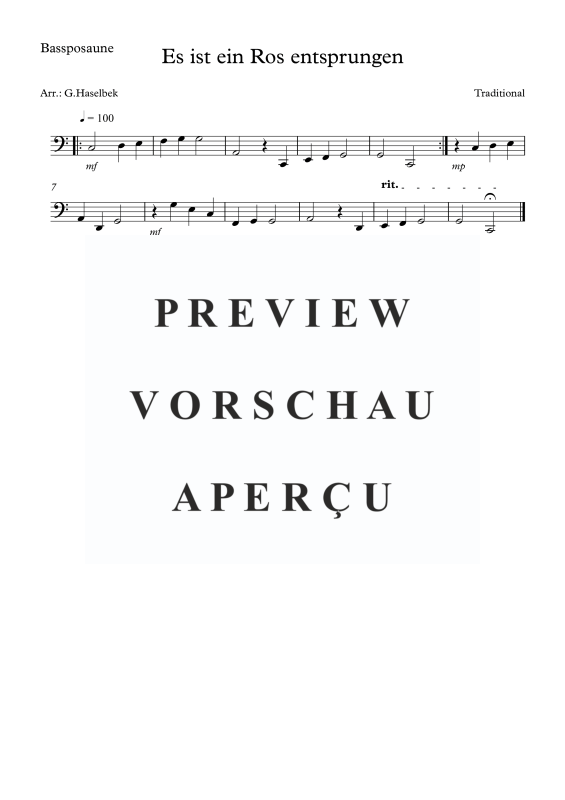Produktgalerie: Seite 6 von 6 Es ist ein Ros entsprungen, , (Posaunen Quartett)