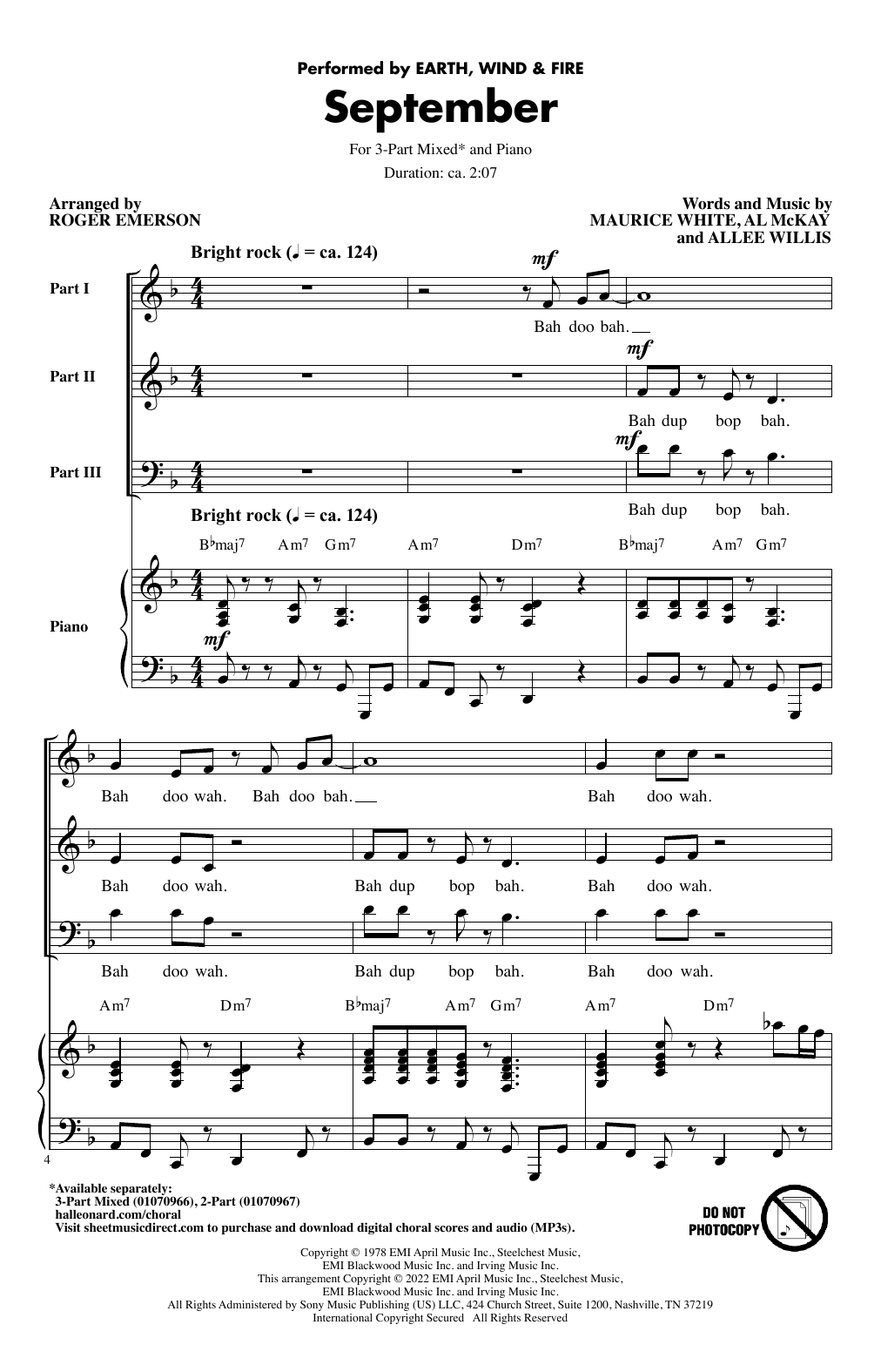 Product picture to: September (arr. Roger Emerson)