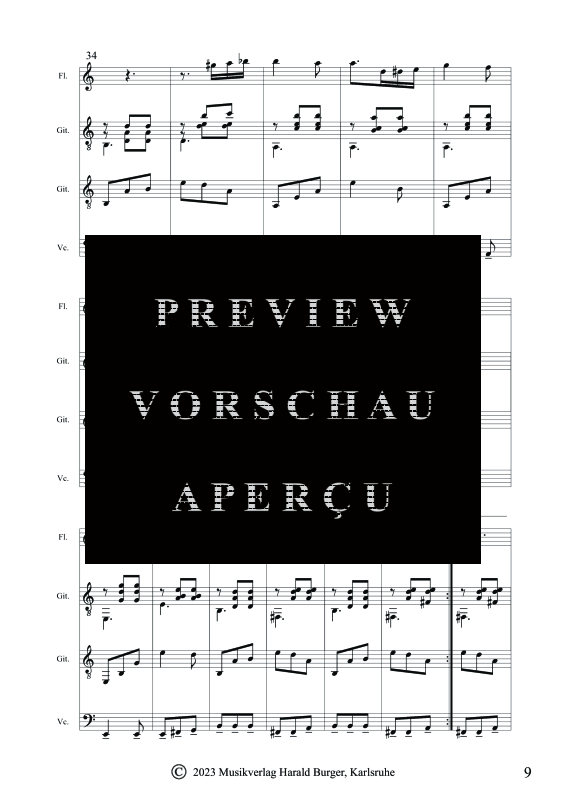 gallery: Fünf Stücke (Nach Zeichnungen von Oskar Kokoschka), , Gemischtes Ensemble für Flöte, 2 Gitarren und Violoncello - Partitur