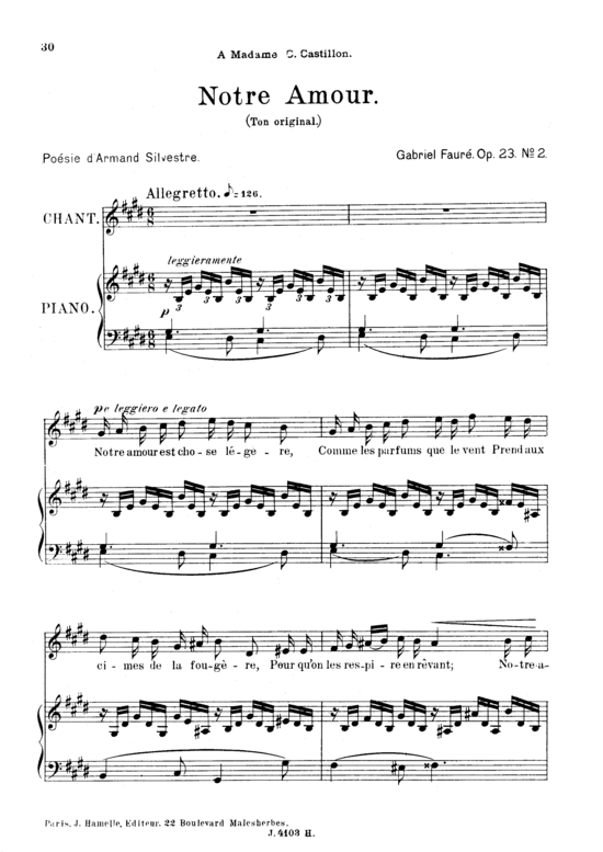 Product picture to: Notre amour Op.23 No.2Gabriel Fauré