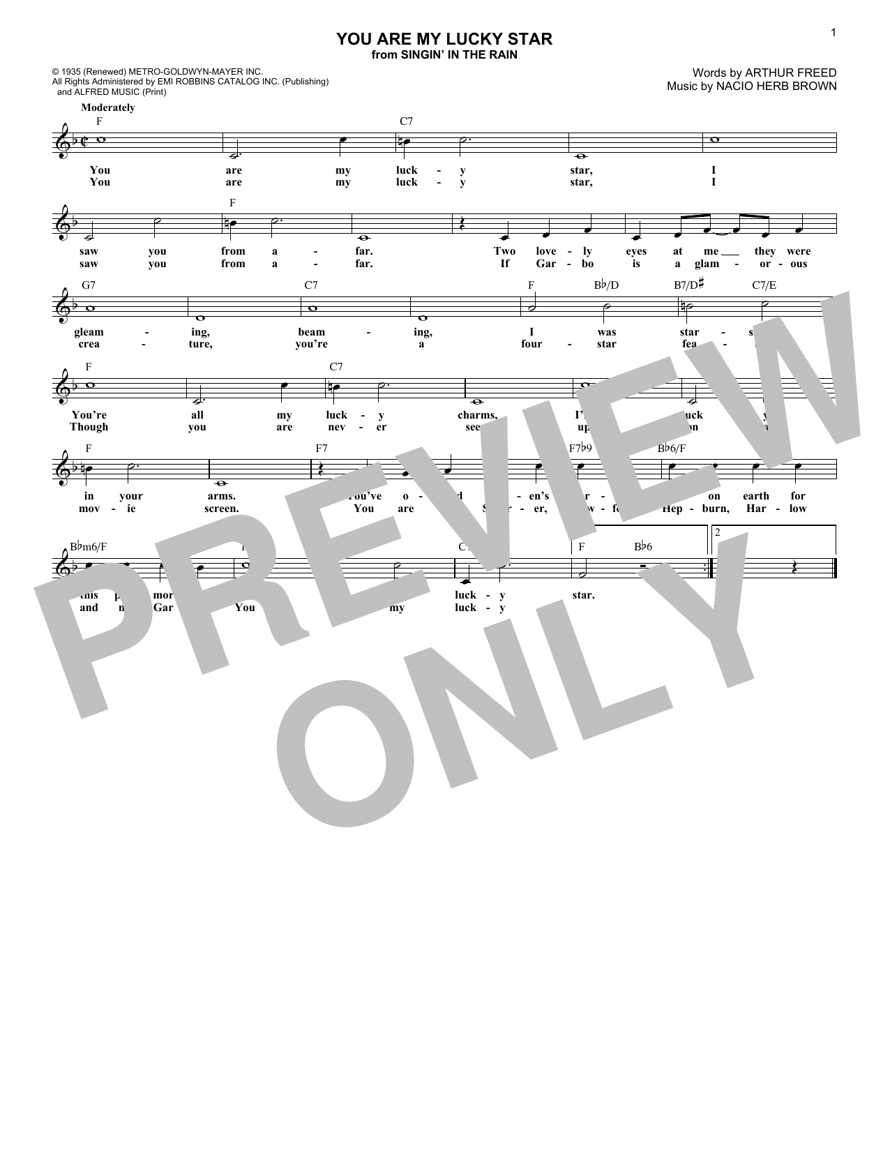 Product gallery: Page 1 of 1 You Are My Lucky Star, Arthur Freed