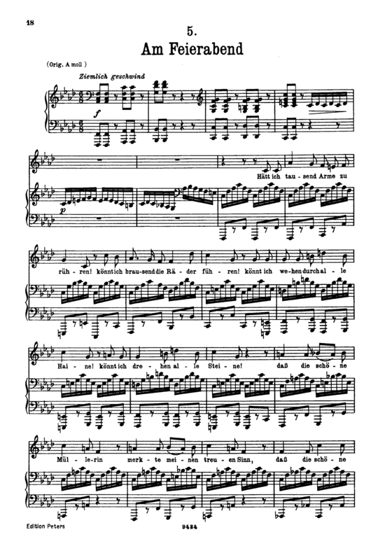 Product picture to: Am Feierabend, D.795-5 (Die Schöne Müllerin)Franz Schubert