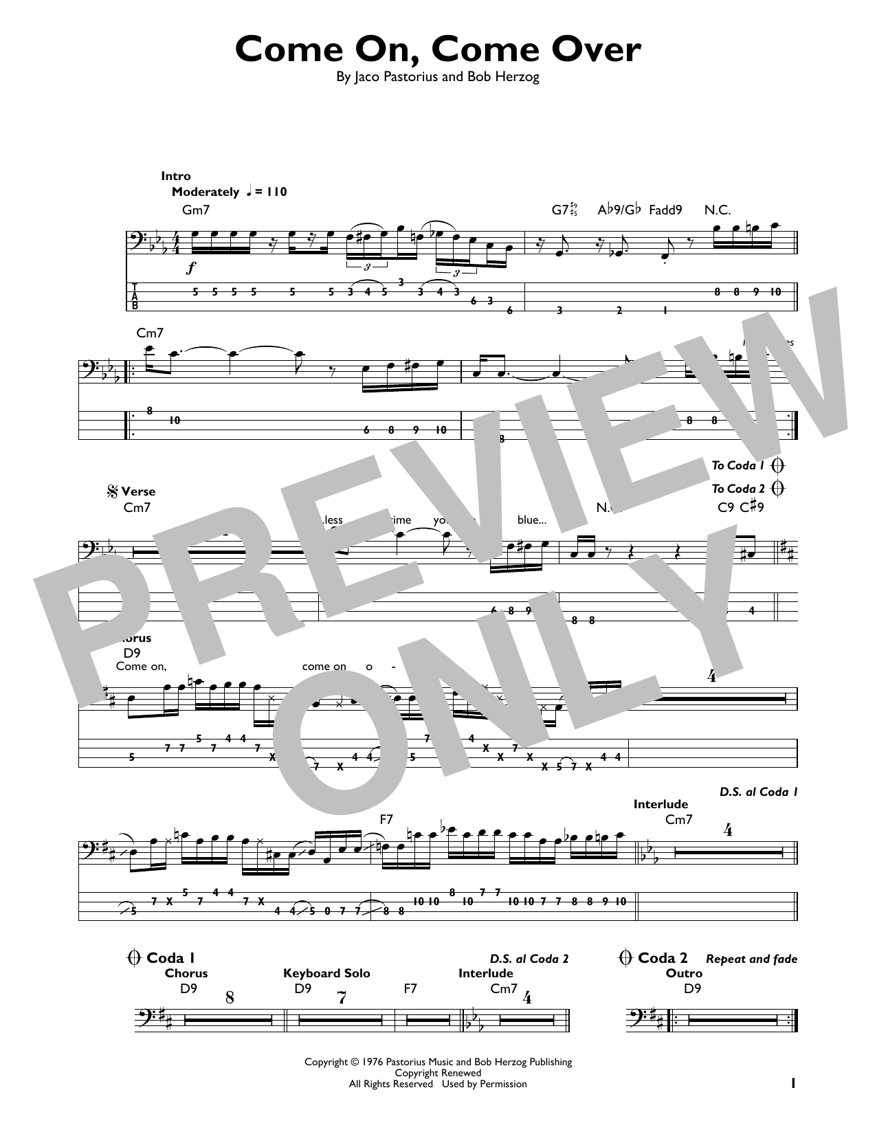 Produktgalerie: Seite 1 von 1 Come On, Come Over, Jaco Pastorius, E-Bass, Gitarre
