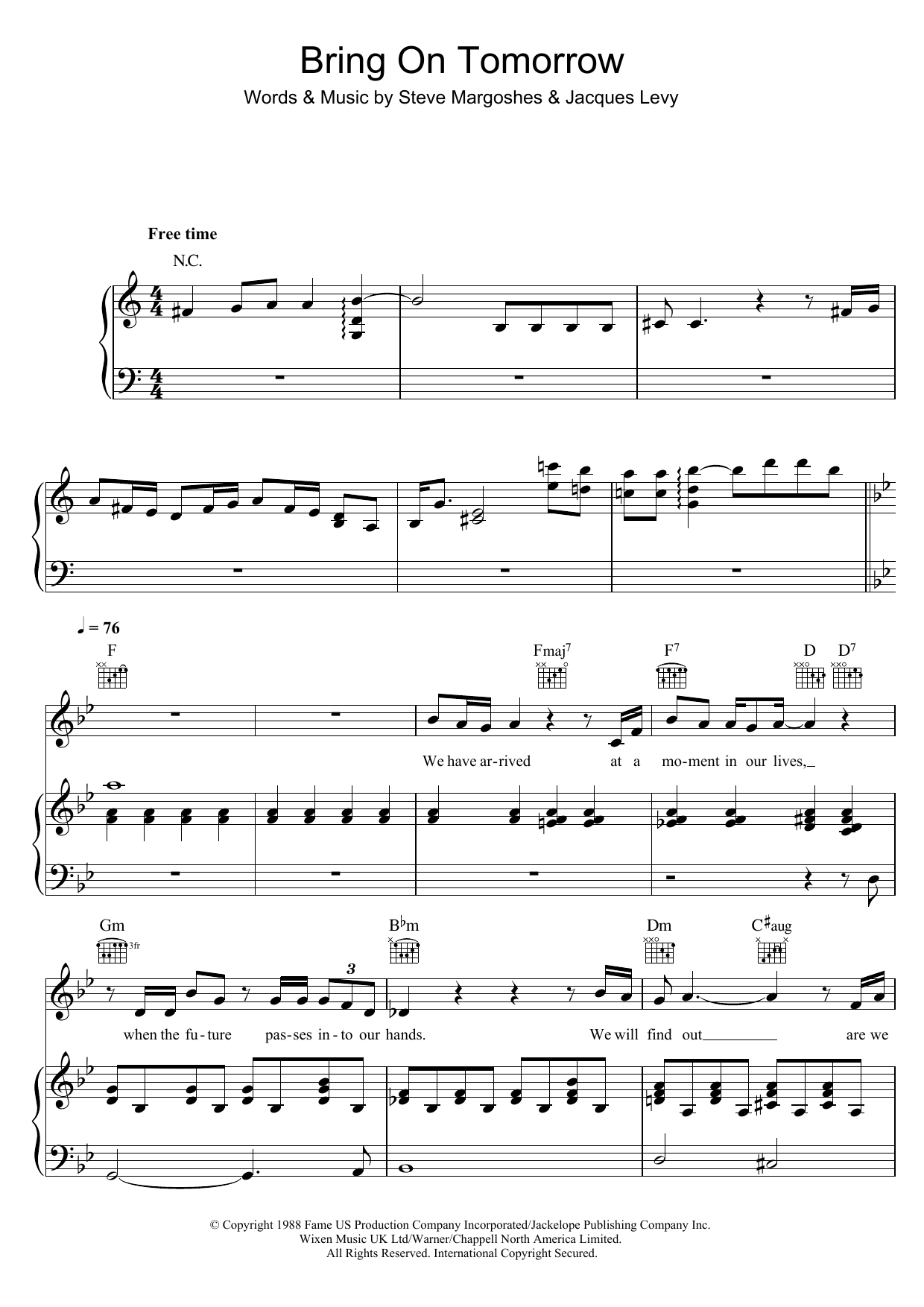 Produktbild zu: Bring On Tomorrow (from 'Fame')