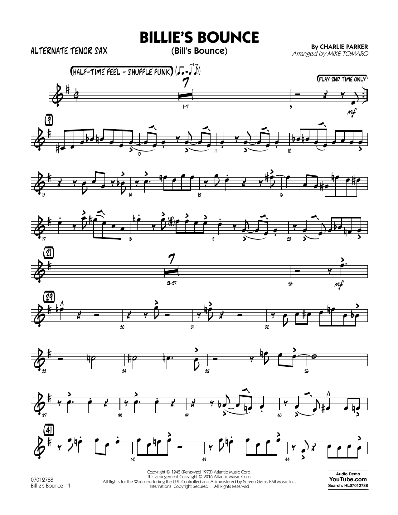 Produktgalerie: Seite 1 von 1 Billie's Bounce - Alternate Tenor Sax, 
