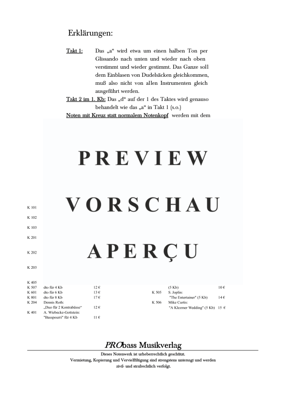 gallery: Dance sacrale kanonique, , Double Bass Quintet - Single Parts