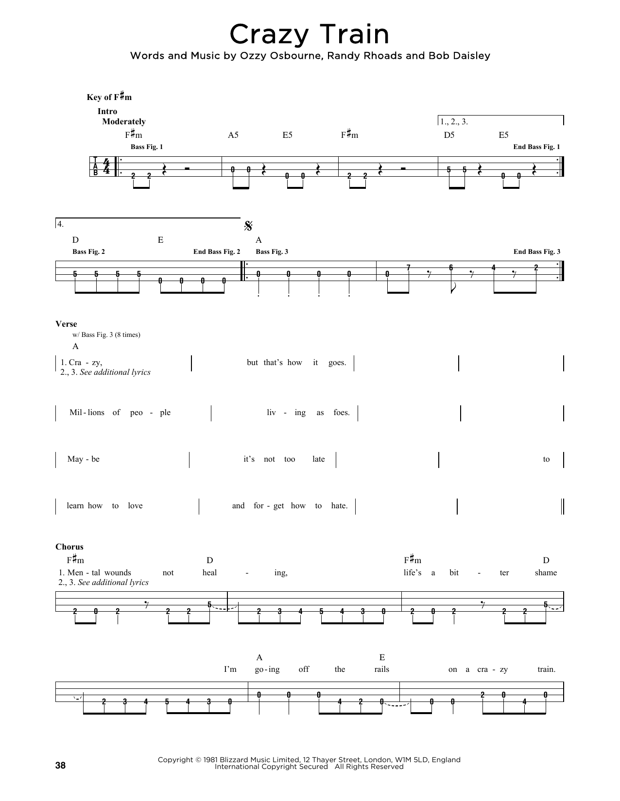 Produktgalerie: Seite 1 von 1 Crazy Train, Ozzy Osbourne, E-Bass, Gitarre