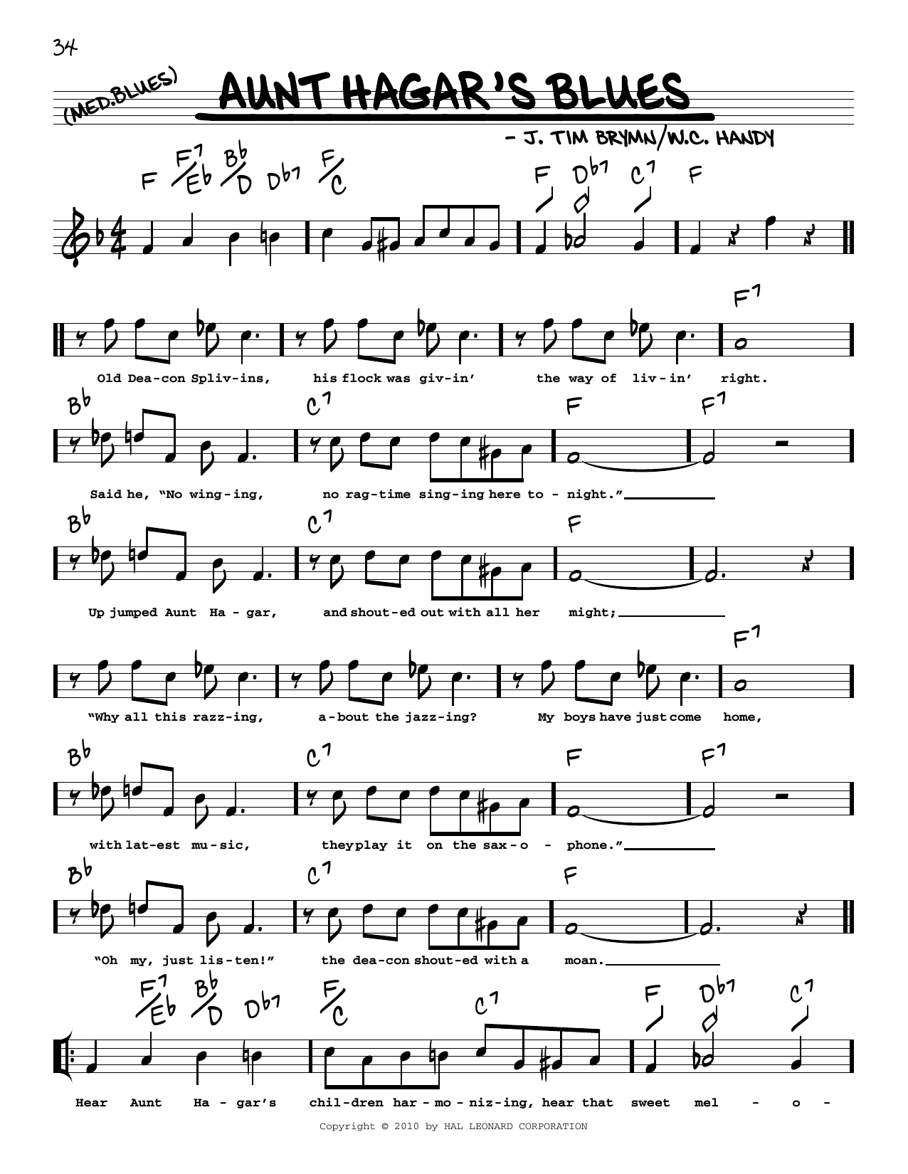 Produktbild zu: Aunt Hagar's Blues (arr. Robert Rawlins)