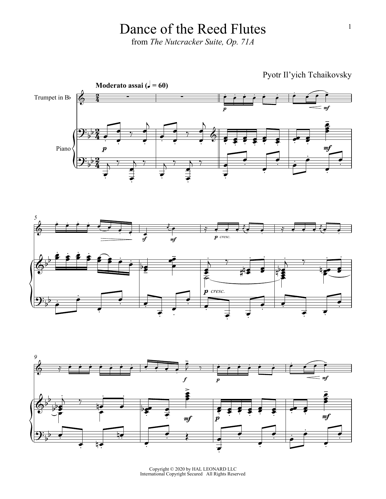 Produktgalerie: Seite 1 von 1 Dance Of The Reed Flutes, Op. 71a (from The Nutcracker), Pyotr Il'yich Tchaikovsky, Horn, Klavier