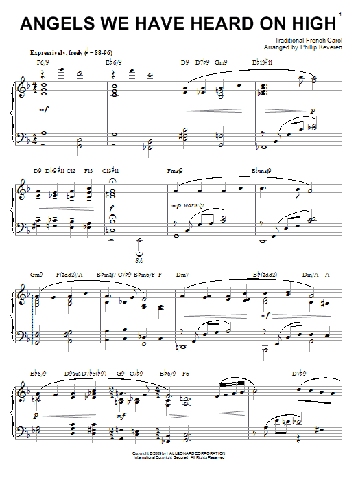 Product gallery: Page 1 of 1 Angels We Have Heard On High [Jazz version] (arr. Phillip Keveren), Traditional French Carol