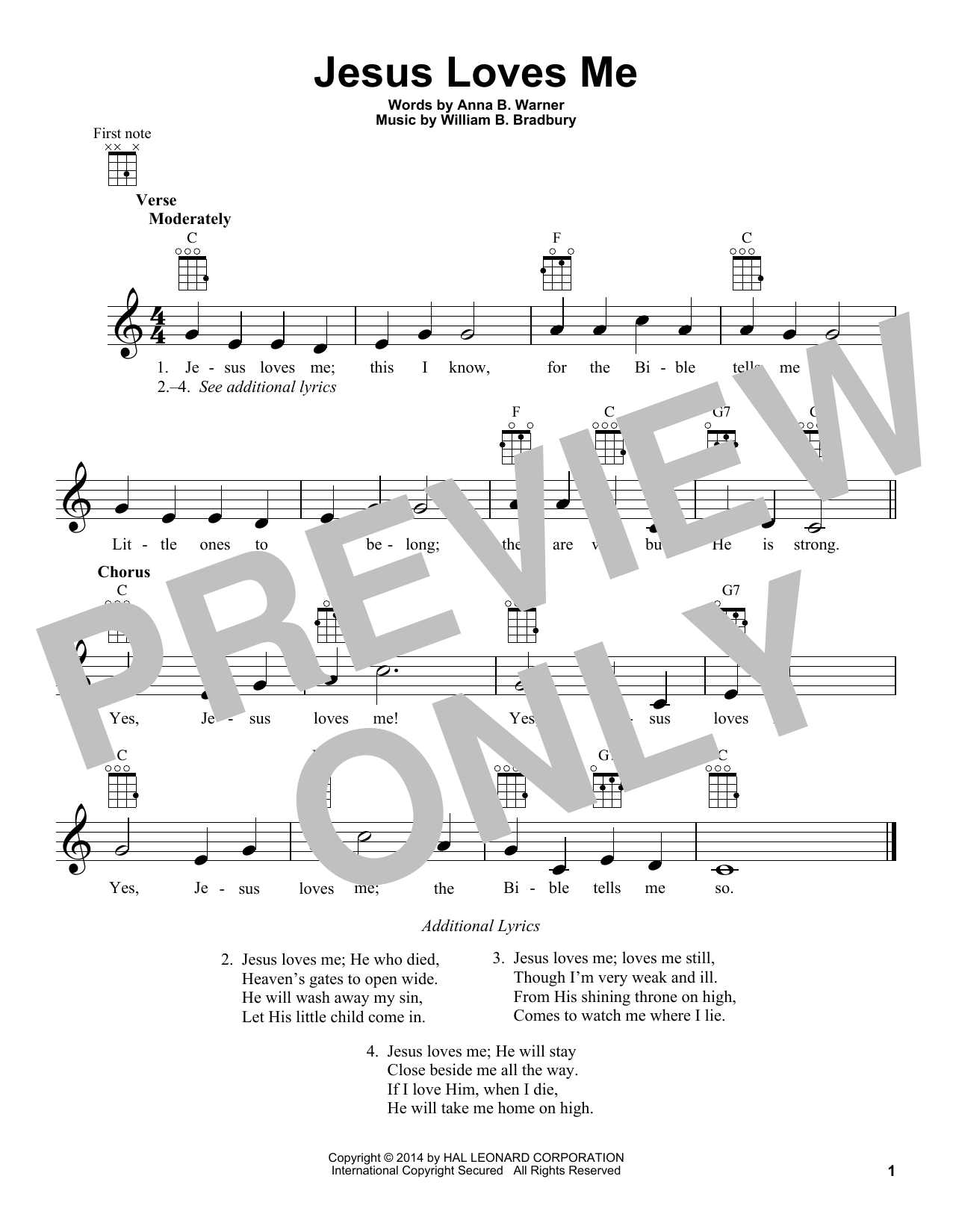 Product gallery: Page 1 of 1 Jesus Loves Me, Anna B. Warner and William B. Bradbury