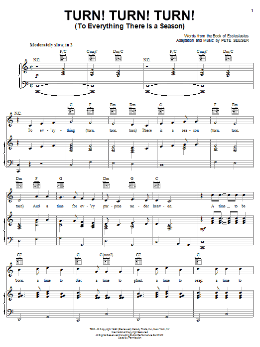 Produktgalerie: Seite 1 von 1 Turn! Turn! Turn! (To Everything There Is A Season), The Byrds, Gesang, Gitarre, Klavier