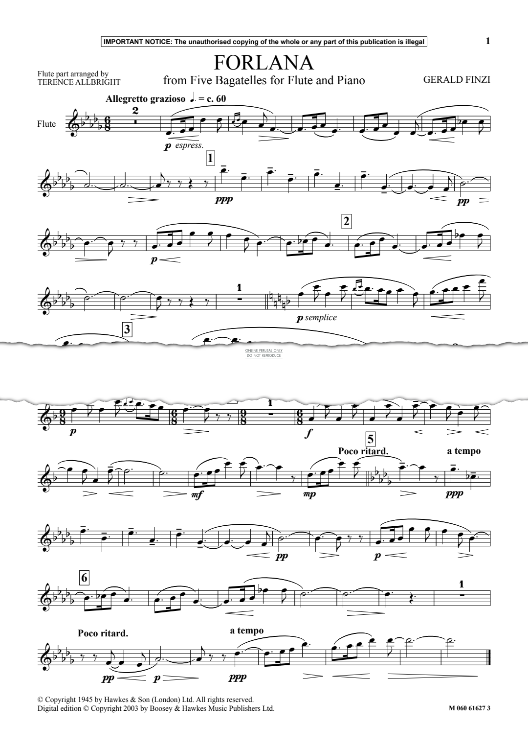 Produktgalerie: Seite 1 von 1 Forlana (from 'Five Bagatelles'), Gerald Finzi, Flöte, Klavier