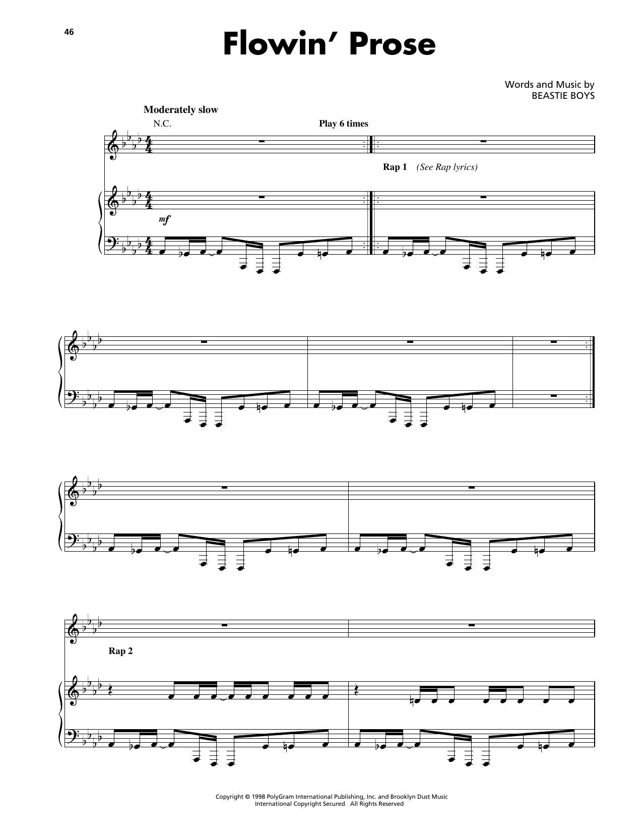 Produktgalerie: Seite 1 von 1 Flowin' Prose, Beastie Boys, Gesang, Gitarre, Klavier