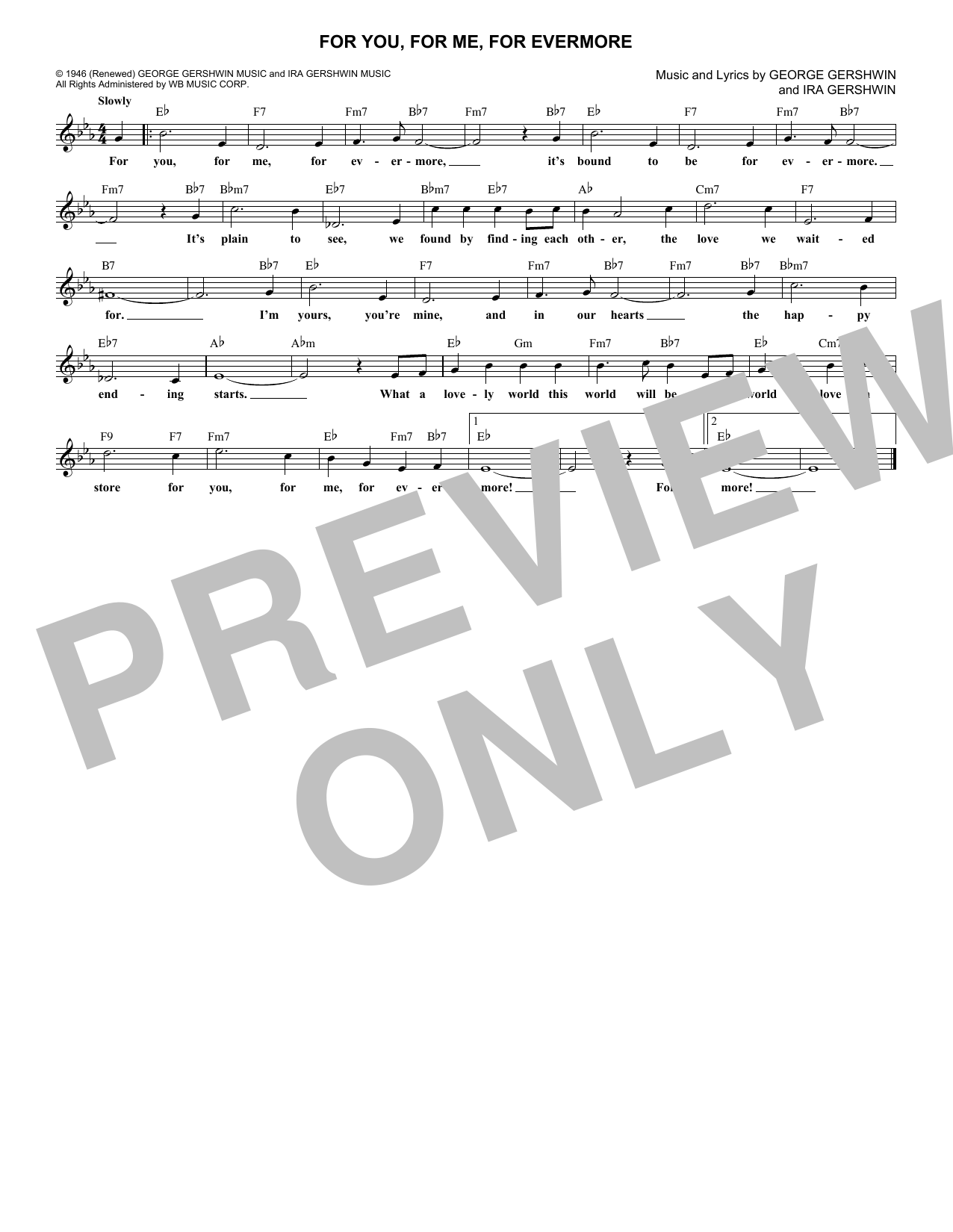 Product gallery: Page 1 of 1 For You, For Me For Evermore, George Gershwin