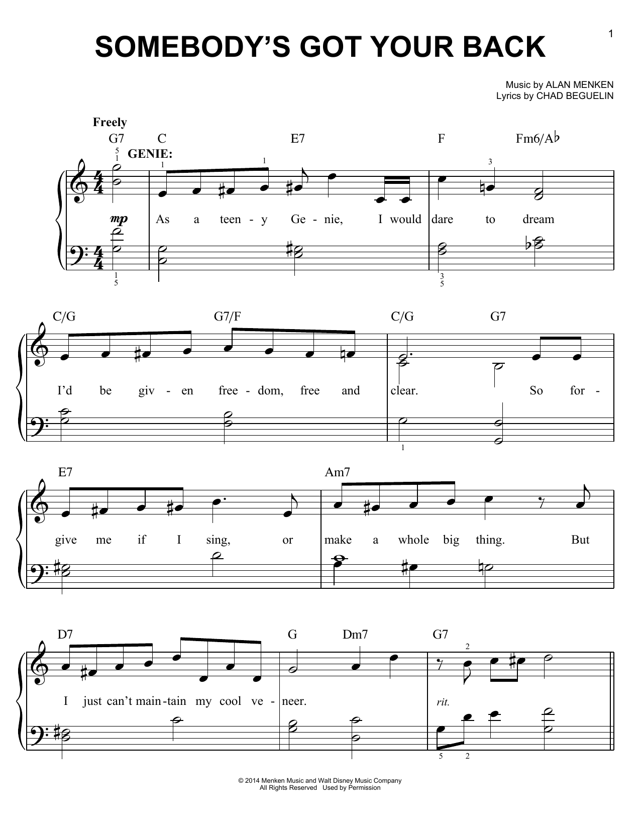Produktbild zu: Somebody's Got Your Back (from Aladdin: The Broadway Musical)