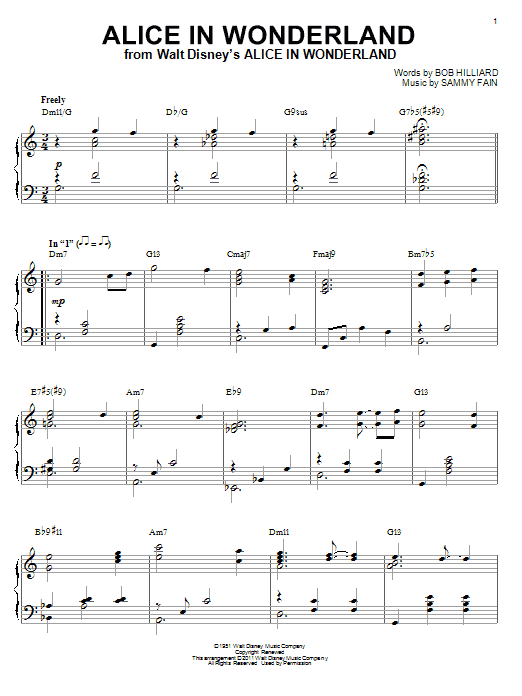 Product gallery: Page 1 of 1 Alice In Wonderland [Jazz version] (arr. Brent Edstrom), Bill Evans