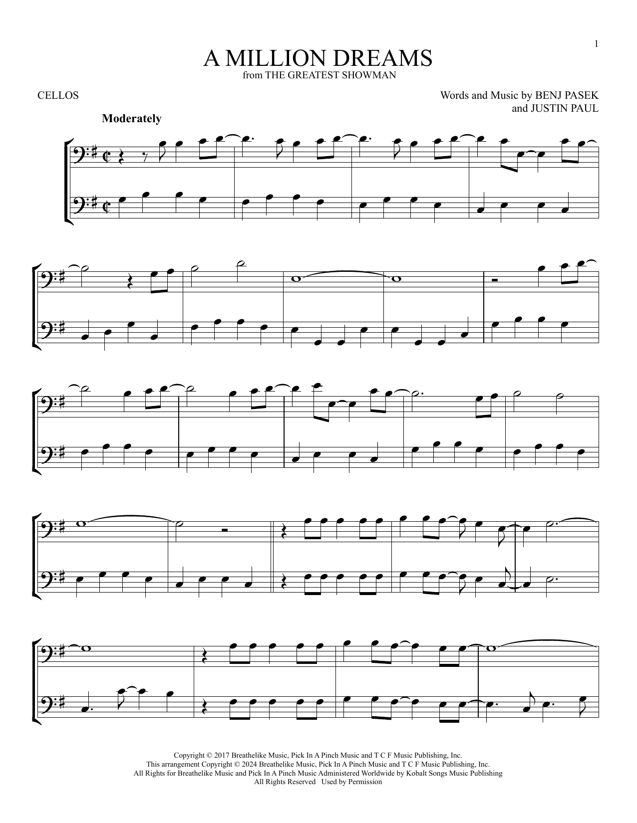 Produktgalerie: Seite 1 von 1 A Million Dreams (from The Greatest Showman), Pink, Violoncello