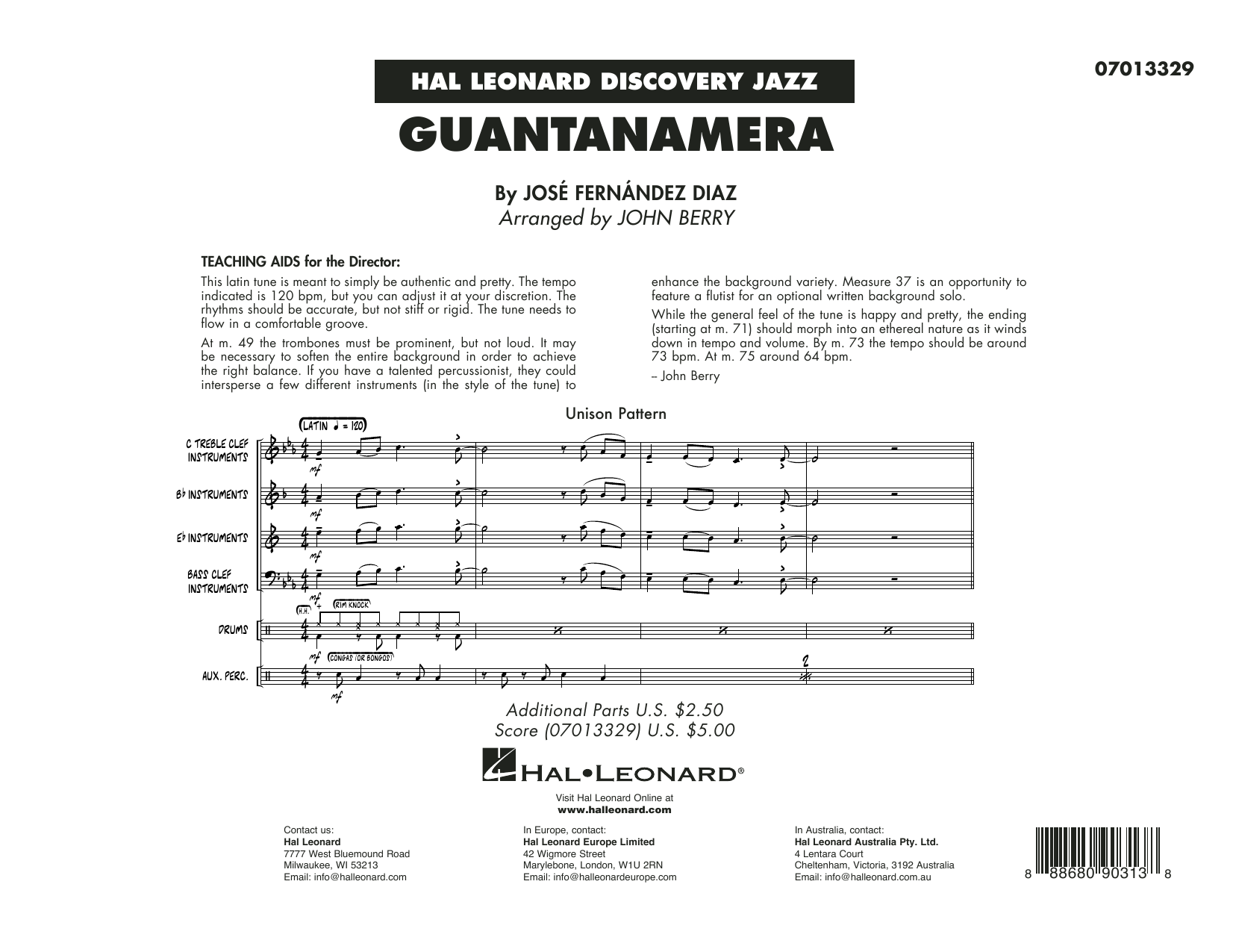 Produktgalerie: Seite 1 von 1 Guantanamera (arr. John Berry) - Conductor Score (Full Score), 