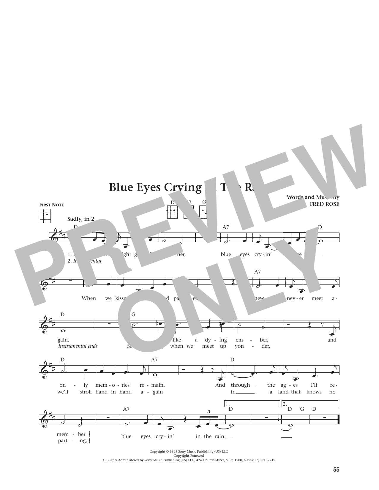 Produktgalerie: Seite 1 von 1 Blue Eyes Crying In The Rain (from The Daily Ukulele) (arr. Jim Beloff), Willie Nelson, Ukulele