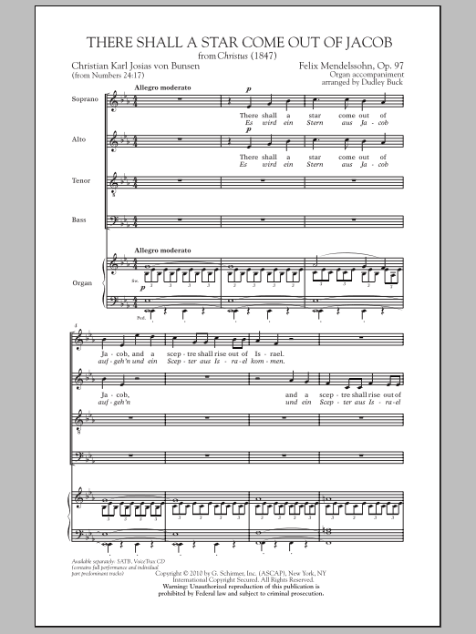 Produktgalerie: Seite 1 von 1 There Shall A Star Come Out Of Jacob, Felix Mendelssohn, Chor