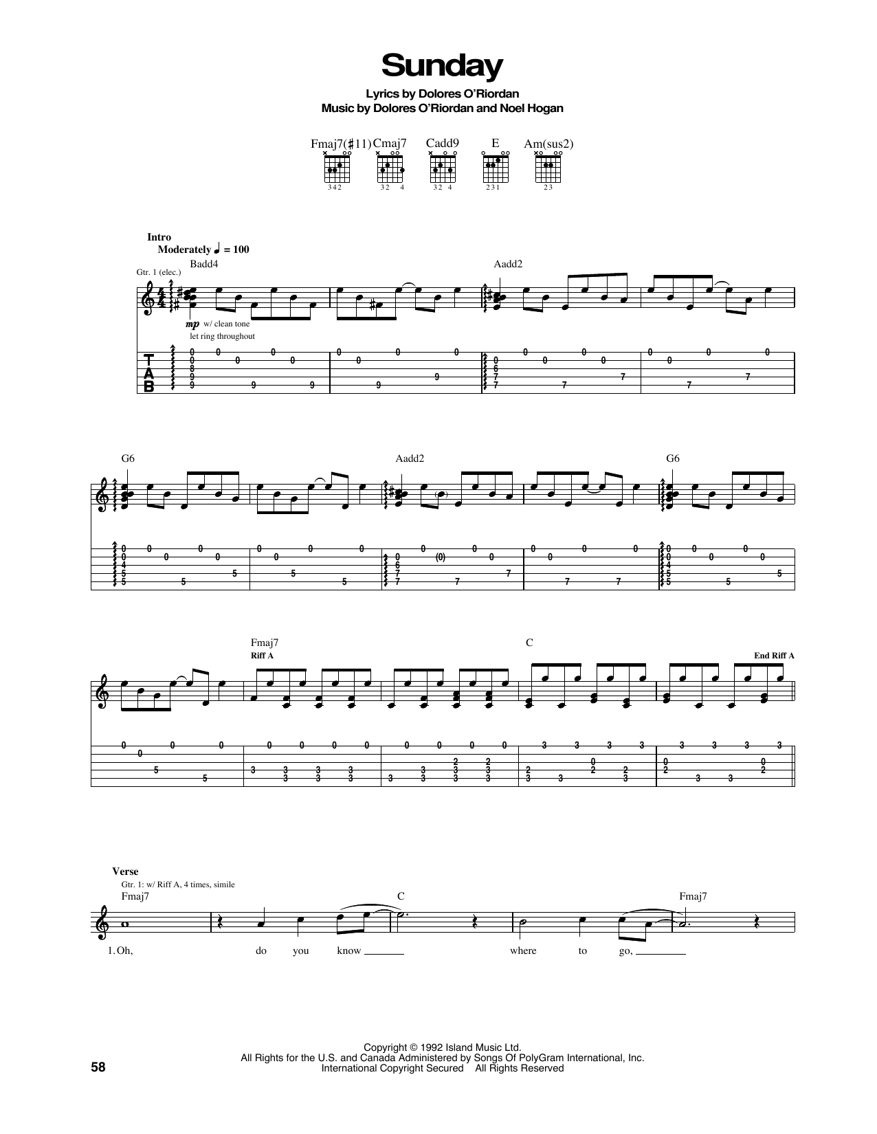 Produktgalerie: Seite 1 von 1 Sunday, The Cranberries, Gitarre