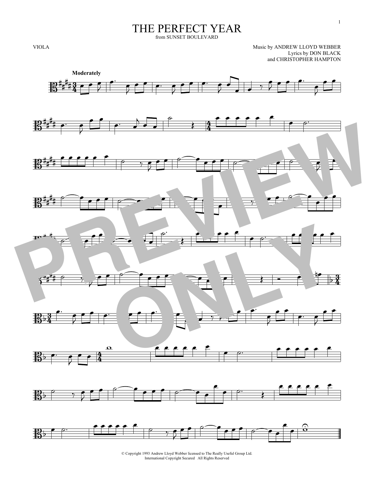 Product gallery: Page 1 of 1 The Perfect Year (from Sunset Boulevard), Andrew Lloyd Webber