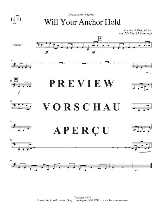gallery: Will Your Anchor Hold , , (Posaunen-Quartett)