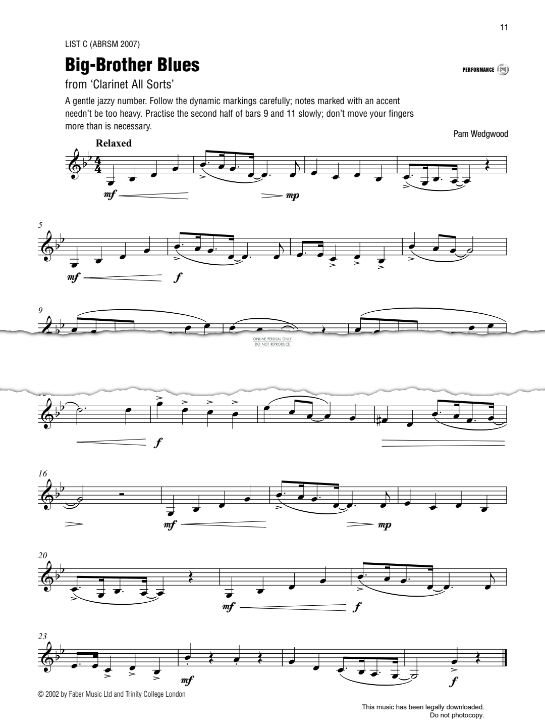 Produktgalerie: Seite 1 von 1 Big Brother Blues (from 'All Sorts'), Pam Wedgwood, Klarinette