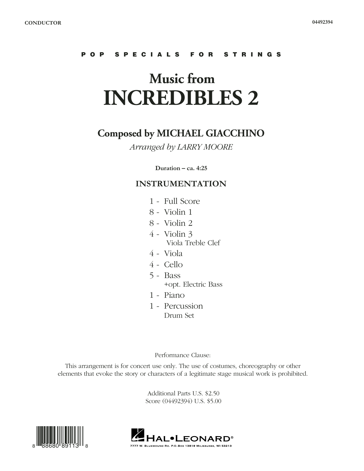 Product picture to: Music from Incredibles 2 (arr. Larry Moore) - Conductor Score (Full Score)