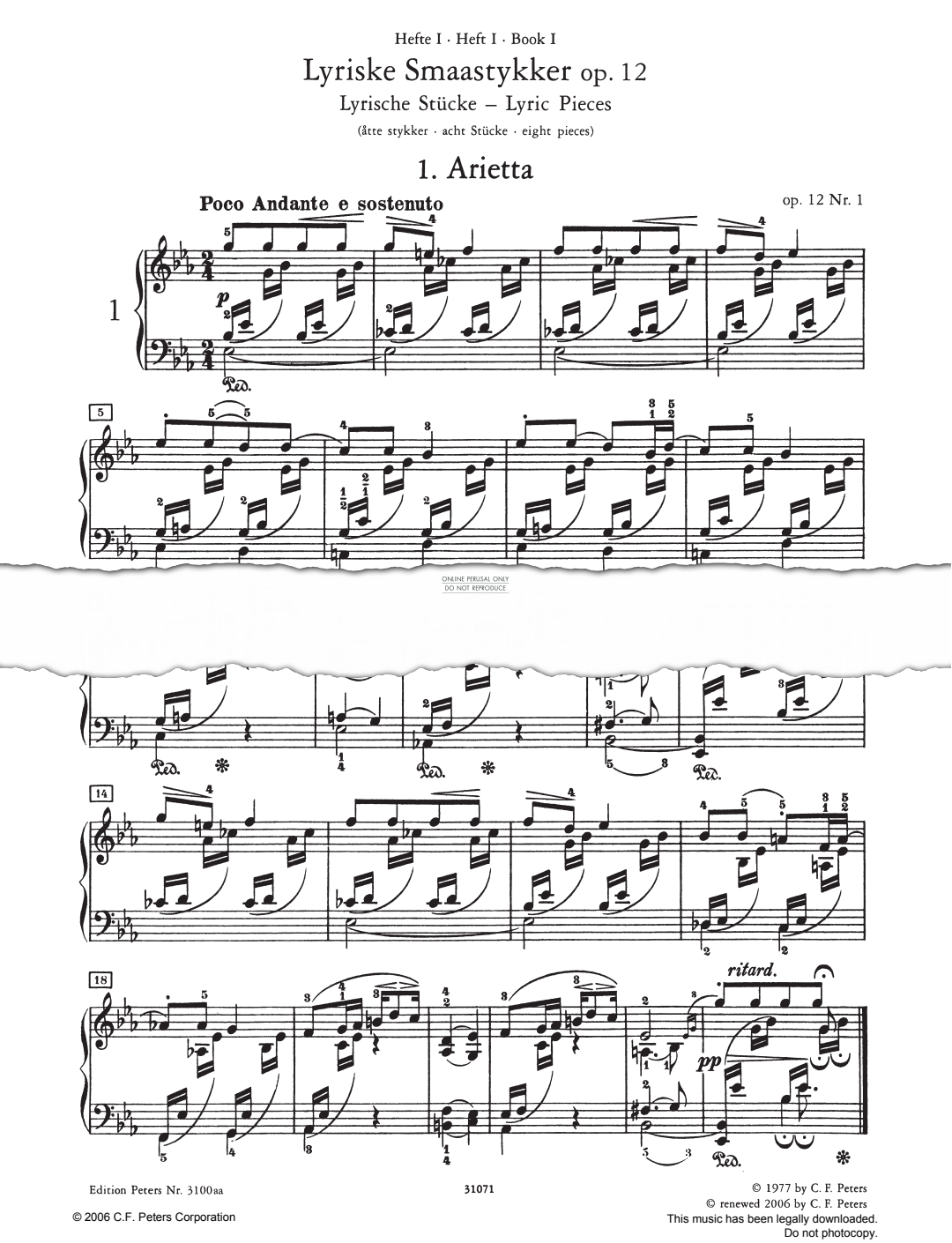 Produktbild zu: Arietta, Op. 12