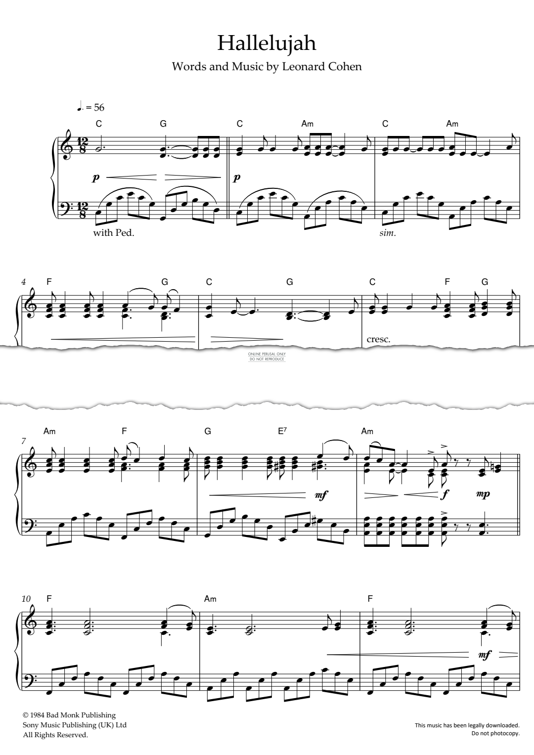 Product gallery: Page 1 of 1 Hallelujah, Leonard Cohen