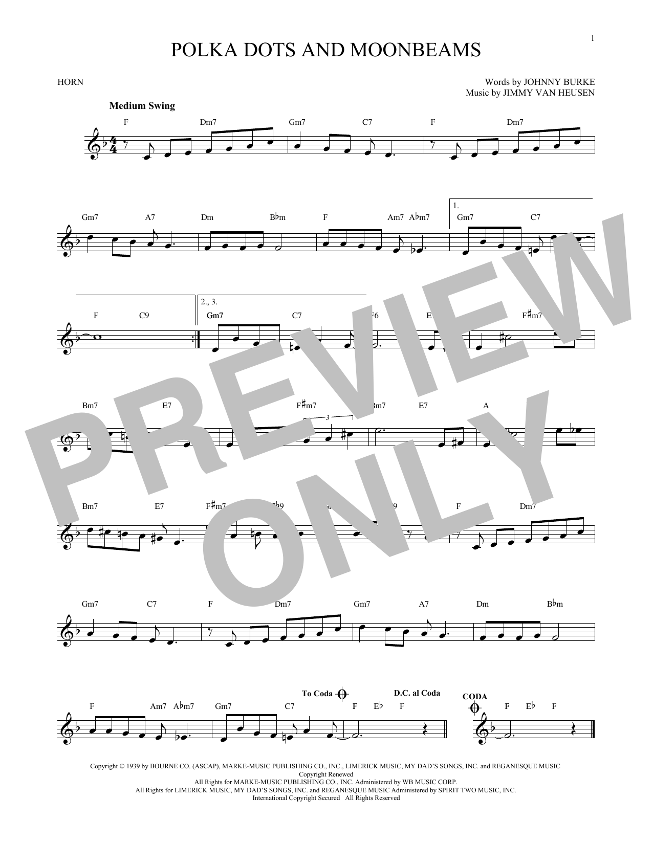 Produktgalerie: Seite 1 von 1 Polka Dots And Moonbeams, Jimmy Van Heusen, Horn