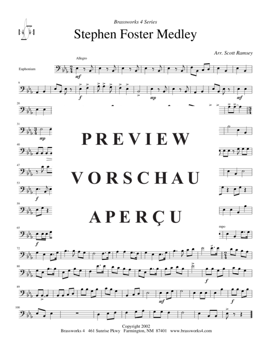 Produktgalerie: Seite 7 von 8 Stephen Foster Medley, , (2xTrompete in B, Horn in F, Posaune)