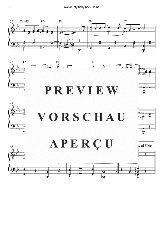 Produktgalerie: Seite 7 von 7 Walkin´ My Baby Back Home - zeitloser Jazz Standard - gut spielbare Klavierfassung in Es-Dur, , Klavier Solo