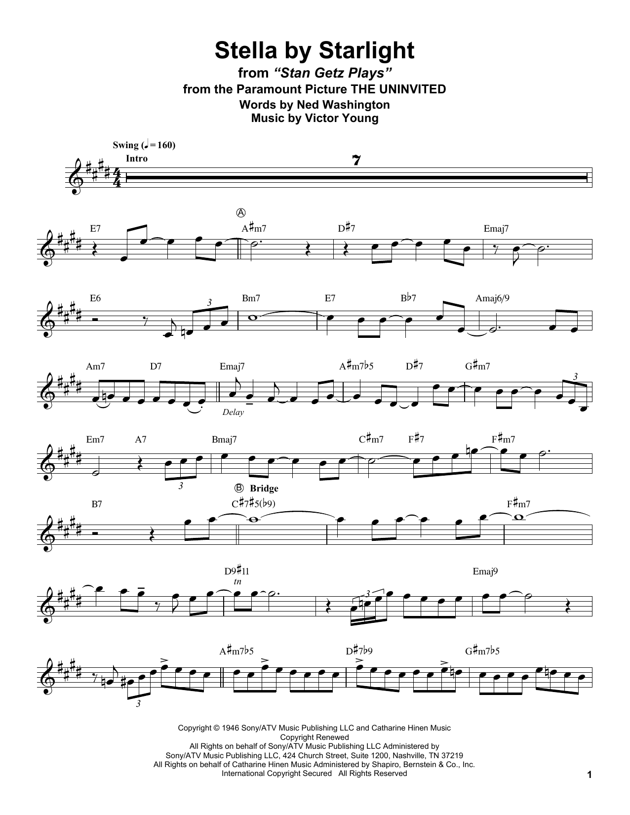 Product gallery: Page 1 of 1 Stella By Starlight (from The Uninvited), Stan Getz