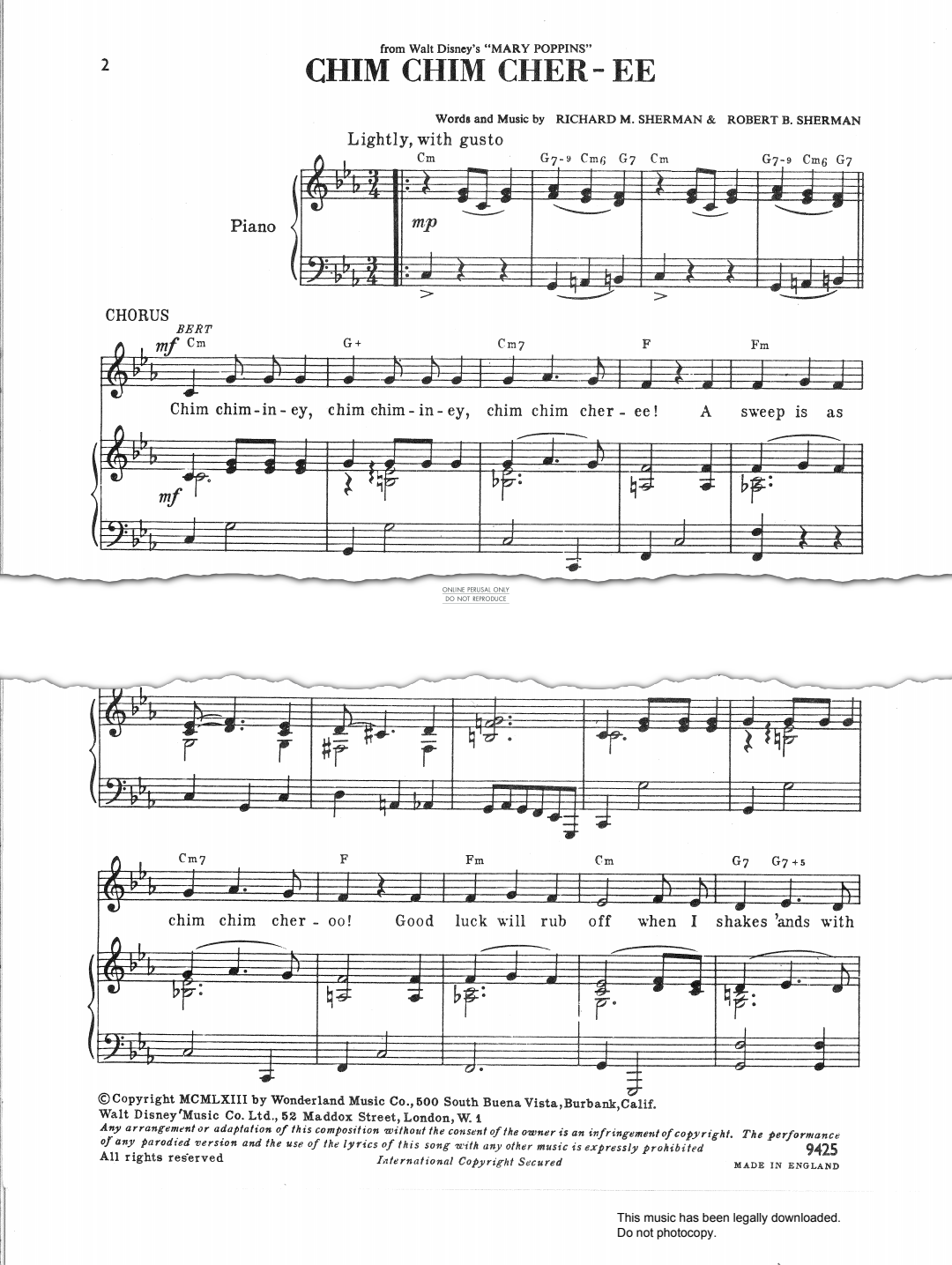 Product gallery: Page 1 of 1 Chim Chim Cher-Ee (from 'Mary Poppins'), Richard M. Sherman