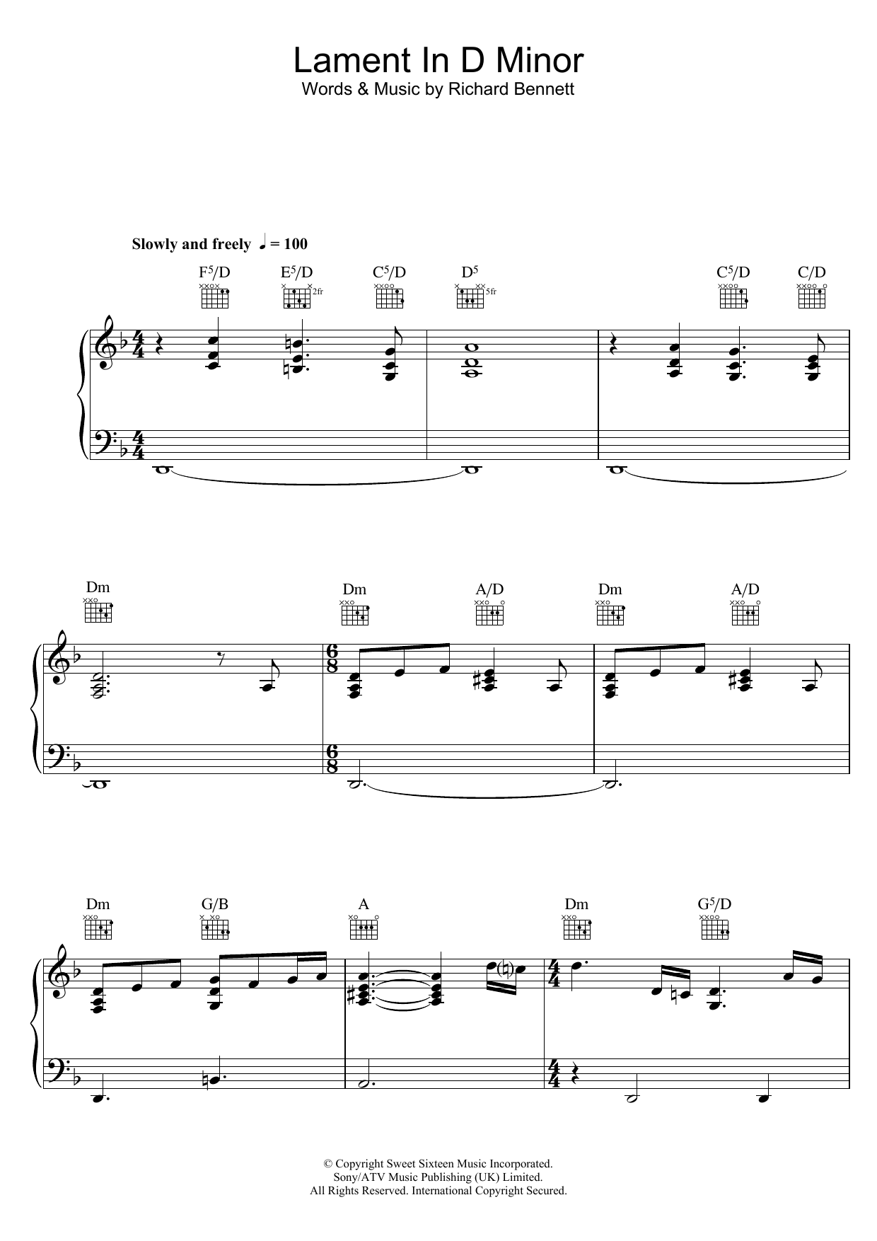 Product picture to: Lament In D Minor