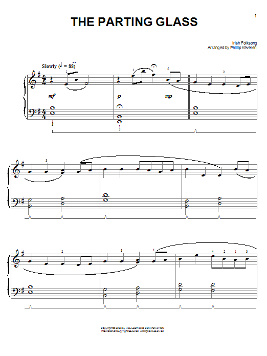 Product picture to: The Parting Glass (arr. Phillip Keveren)